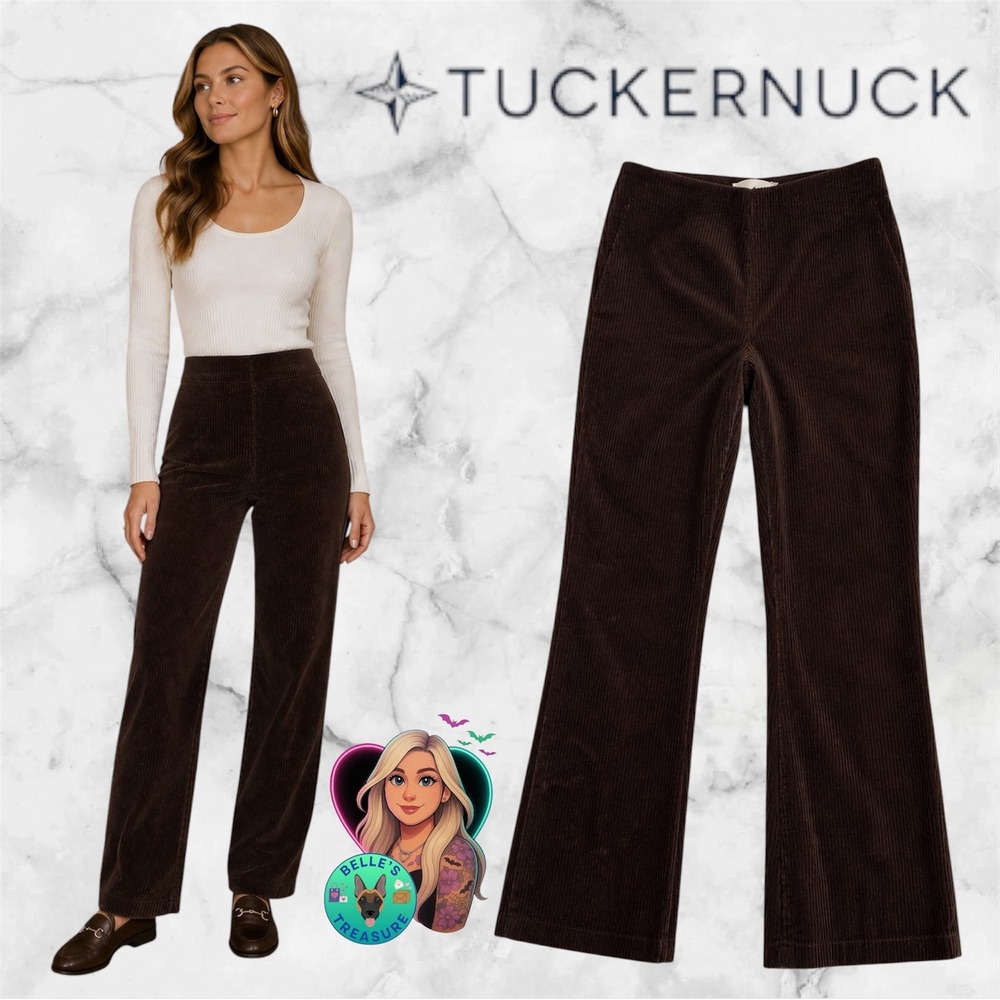 Tuckernuck Women's Medium Corduroy Ashford Pants Chocolate Brown Mini Flare